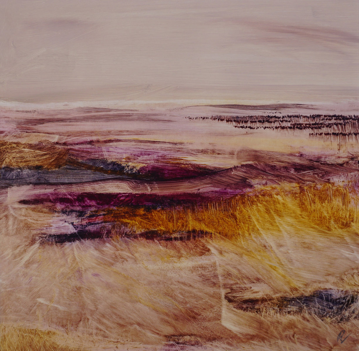 Violet landscape waves 30 | 30 Ölmalerei auf Steinpapier