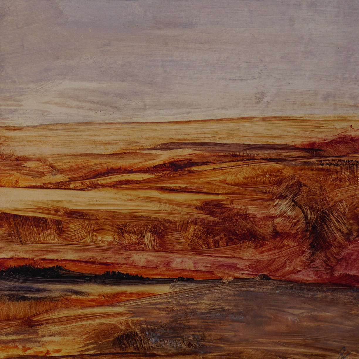 Sundown landscape waves 30 | 30 Ölmalerei auf Steinpapier